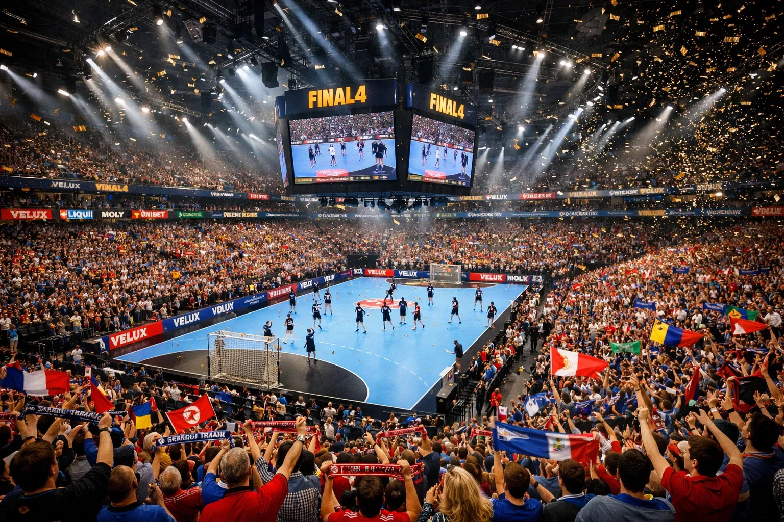 Ambiance du Final Four de handball avec supporters